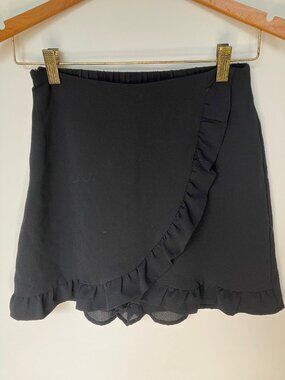 Gentle Worn Black Skirt Size S with Ruffle